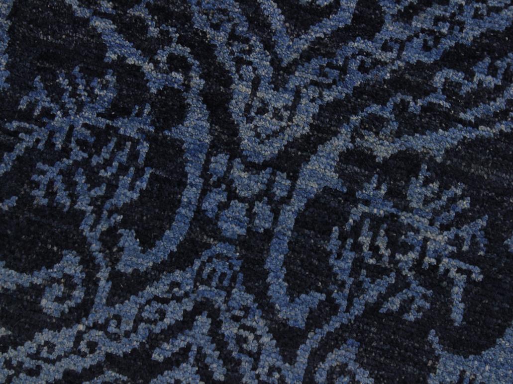 handmade Modern Nabila Blue Lt. Green Hand Knotted RECTANGLE WOOL&SILK area rug 4x6