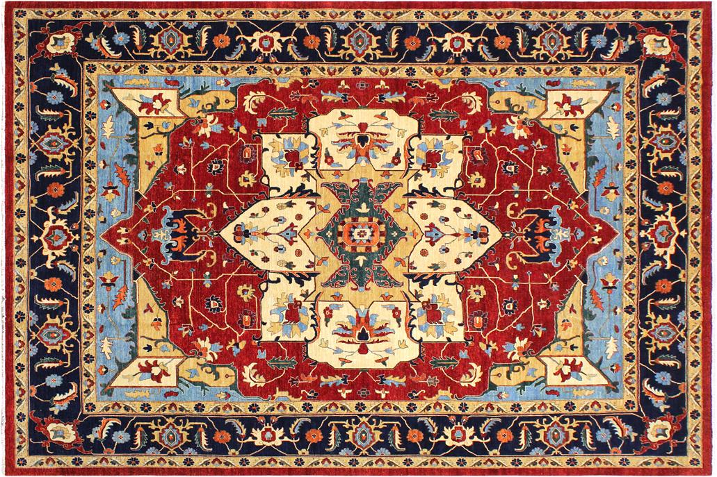 handmade Traditional Kafkaz Red Blue Hand Knotted RECTANGLE 100% WOOL area rug 12x14