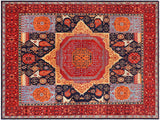 Rustic Mamluk Antoniet Blue/Red Wool Rug - 9'4'' x 12'3''