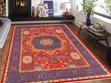 handmade Geometric Mamluk Red Blue Hand Knotted RECTANGLE 100% WOOL area rug 10x14
