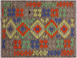 Retro Turkish Kilim Araceli Brown/Rust Wool Rug - 2'7'' x 4'2''