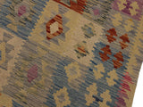handmade Geometric Kilim Gray Pink Hand-Woven RECTANGLE 100% WOOL area rug 5x7