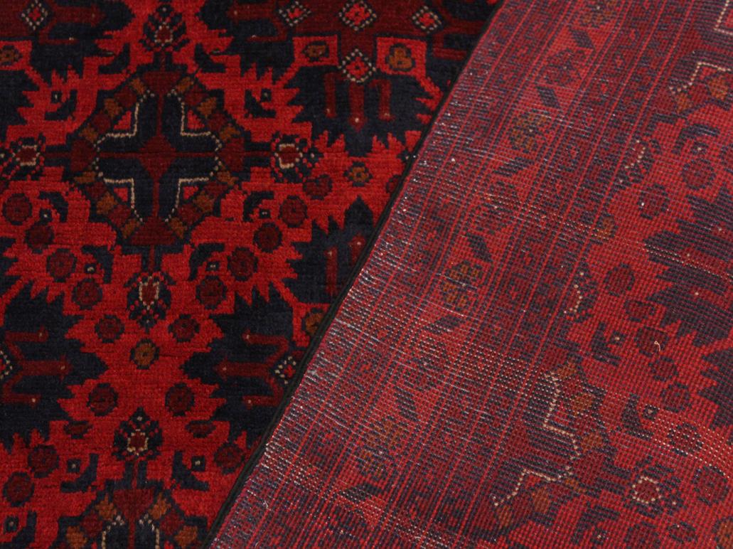 handmade Tribal Biljik Khal Muhammadi Drk. Red Black Hand Knotted RECTANGLE 100% WOOL area rug 4x6