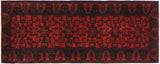 handmade Tribal Biljik Khal Muhammadi Drk. Red Black Hand Knotted RUNNER 100% WOOL Runner 3x10