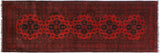 handmade Tribal Biljik Khal Muhammadi Drk. Red Black Hand Knotted RUNNER 100% WOOL Runner 3x10