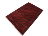 handmade Tribal Biljik Khal Muhammadi Drk. Red Black Hand Knotted RECTANGLE 100% WOOL area rug 4x6