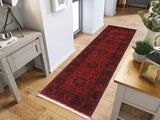 handmade Tribal Biljik Khal Muhammadi Drk. Red Black Hand Knotted RUNNER 100% WOOL Runner 3x10