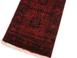 handmade Tribal Biljik Khal Muhammadi Drk. Red Black Hand Knotted RUNNER 100% WOOL Runner 3x10