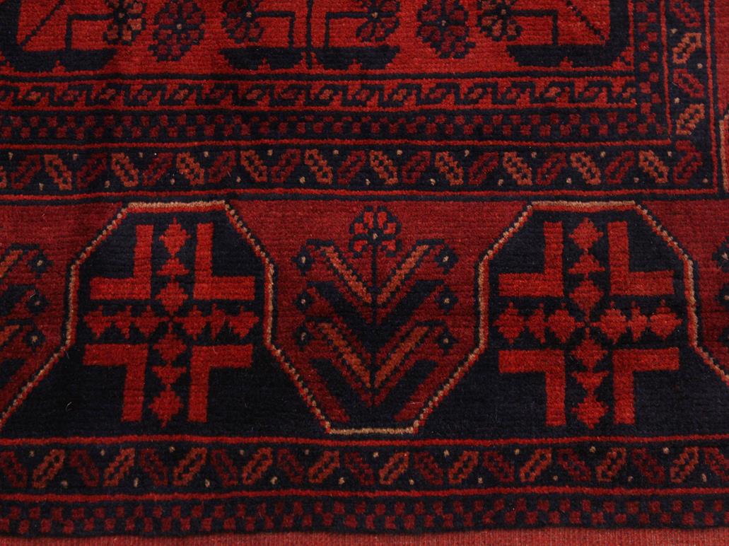 handmade Tribal Biljik Khal Muhammadi Drk. Red Black Hand Knotted RECTANGLE 100% WOOL area rug 4x6