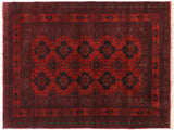 handmade Tribal Biljik Khal Muhammadi Drk. Red Black Hand Knotted RECTANGLE 100% WOOL area rug 4x7