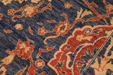 handmade Geometric Kafkaz Chobi Ziegler Blue Rust Hand Knotted RECTANGLE 100% WOOL area rug 10 x 14