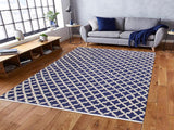 handmade Modern Moroccan Hi Blue Ivory Hand Knotted RECTANGLE 100% WOOL area rug 8x10