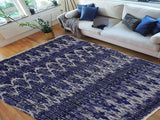 handmade Modern Moroccan Blue Ivory Hand Knotted RECTANGLE 100% WOOL area rug 8x10