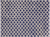 Modern Moroccan High-Low Bennie Blue/Ivory Wool Rug - 6'2'' x 9'7''