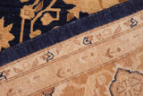 handmade Traditional Kafkaz Chobi Ziegler Blue Brown Hand Knotted RECTANGLE 100% WOOL area rug 10 x 13