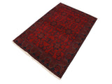 handmade Tribal Biljik Khal Muhammadi Drk. Red Black Hand Knotted RECTANGLE 100% WOOL area rug 4x6