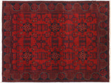 handmade Tribal Biljik Khal Muhammadi Drk. Red Black Hand Knotted RECTANGLE 100% WOOL area rug 4x6