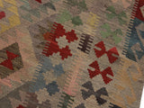 handmade Geometric Kilim Gray Pink Hand-Woven RECTANGLE 100% WOOL area rug 6x8