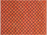 handmade Geometric Kilim Orange Blue Hand-Woven RECTANGLE 100% WOOL area rug 5x7