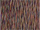 Abstract Turkish Kilim Branda Red/Ivory Wool Rug - 4'10'' x 6'8''