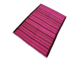 handmade Geometric Kilim Pink Purple Hand-Woven RECTANGLE 100% WOOL area rug 5x7