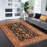 handmade Traditional Kafkaz Chobi Ziegler Blue Brown Hand Knotted RECTANGLE 100% WOOL area rug 10 x 14