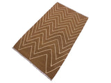 handmade Geometric Kilim Brown Ivory Hand-Woven RECTANGLE 100% WOOL area rug 4x7