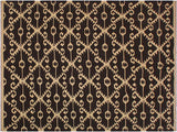 Retro Turkish Kilim Brett Brown/Black Wool Rug - 7'0'' x 9'7''