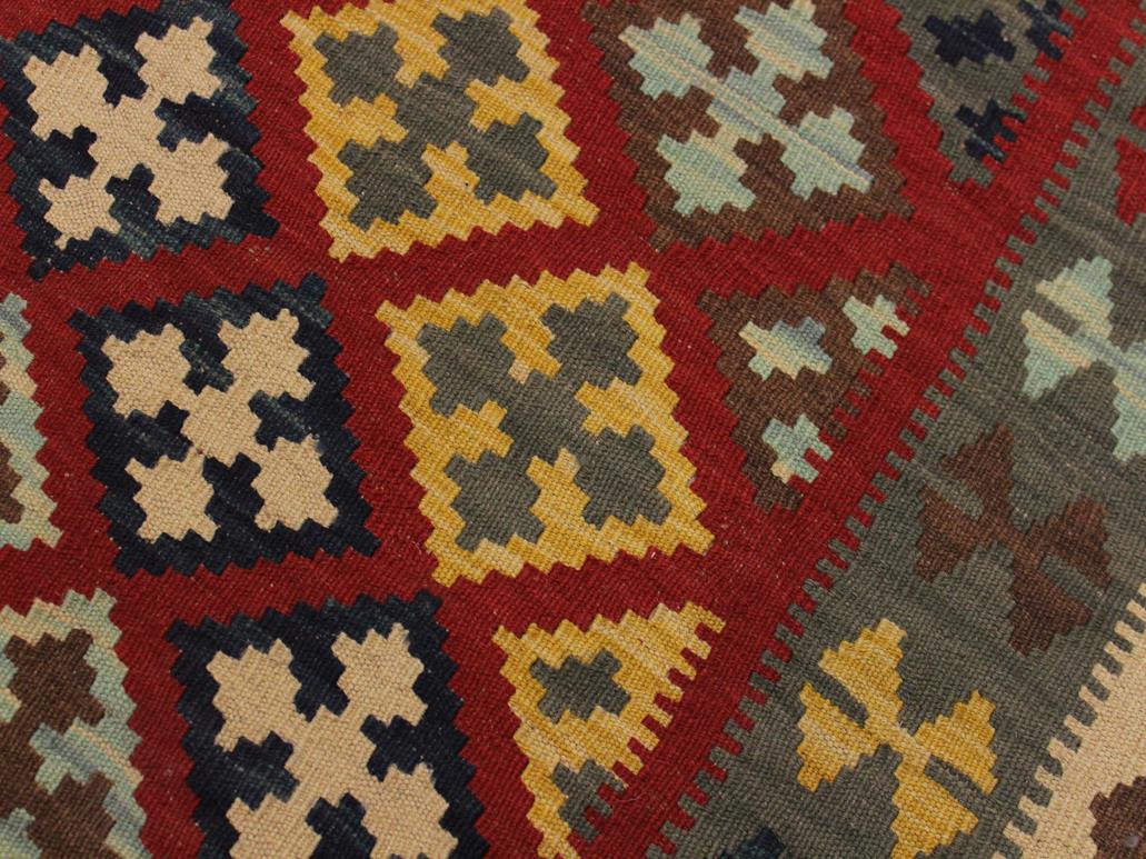 handmade Geometric Kilim Red Brown Hand-Woven RECTANGLE 100% WOOL area rug 4x5