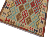 handmade Geometric Kilim Beige Brown Hand-Woven RECTANGLE 100% WOOL area rug 5x7