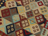 handmade Geometric Kilim Beige Red Hand-Woven RECTANGLE 100% WOOL area rug 5x7