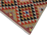 handmade Geometric Kilim Pink Rust Hand-Woven RECTANGLE 100% WOOL area rug 5x7