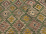 handmade Geometric Kilim Lt. Brown Blue Hand-Woven RECTANGLE 100% WOOL area rug 6x8