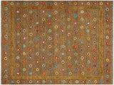 handmade Modern Moroccan Hi Brown Gold Hand-Woven RECTANGLE 100% WOOL area rug 8x10