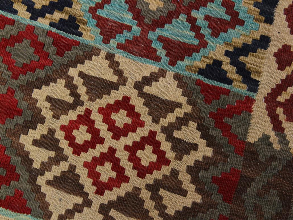 handmade Geometric Kilim Red Tan Hand-Woven RECTANGLE 100% WOOL area rug 5x7