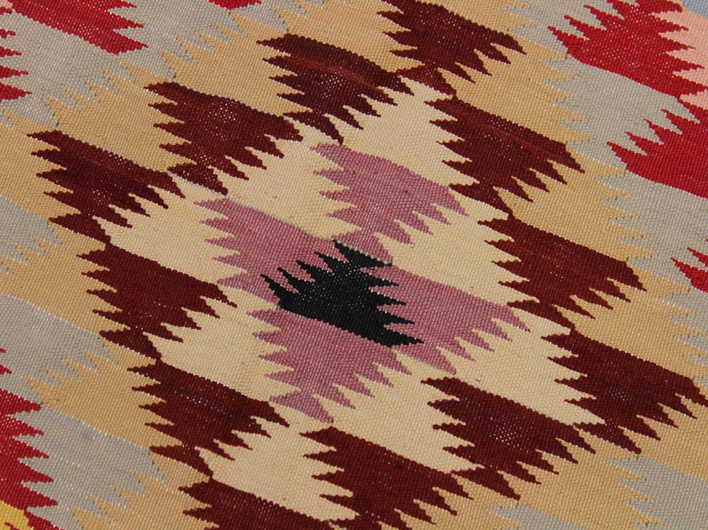 handmade Geometric Kilim Gray Red Hand-Woven RECTANGLE 100% WOOL area rug 5x6