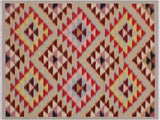 Rustic Turkish Kilim Carissa Gray/Red Wool Rug - 4'8'' x 6'4''