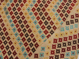 handmade Geometric Kilim Tan Red Hand-Woven RECTANGLE 100% WOOL area rug 5x7