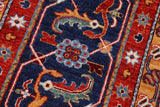 handmade Geometric Kafkaz Chobi Ziegler Red Blue Hand Knotted RECTANGLE 100% WOOL area rug 9 x 11