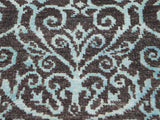 handmade Modern Kafkaz Black Lt. Green Hand Knotted RECTANGLE WOOL&SILK area rug 9x12