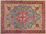 Antique Bohemian Charita Gray/Purple Wool Rug - 9'6'' x 12'2''