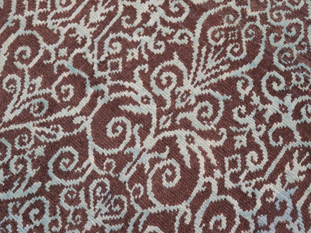handmade Modern Kafkaz Brown Green Hand Knotted RECTANGLE WOOL&SILK area rug 8x10