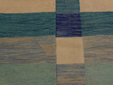 handmade Geometric Kilim Ivory Blue Hand-Woven RECTANGLE 100% WOOL area rug 5x8