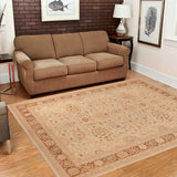 handmade Traditional Kafkaz Chobi Ziegler Beige Brown Hand Knotted RECTANGLE 100% WOOL area rug 10 x 14