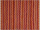 Abstract Turkish Kilim Shumaker Rust/Beige Wool Rug - 5'0'' x 6'5''