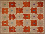 Caucasian Turkish Kilim Silva Brown/Beige Wool Rug - 8'0'' x 9'8''