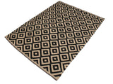 handmade Geometric Kilim Beige Black Hand-Woven RECTANGLE 100% WOOL area rug 7x10