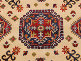 handmade Geometric Kazak Ivory Red Hand Knotted ROUND 100% WOOL area rug 5x5