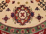 handmade Geometric Kazak Ivory Red Hand Knotted ROUND 100% WOOL area rug 5x5