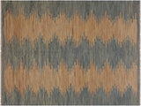 Bohemian Turkish Kilim Snell Grey/Blue Wool Rug - 5'8'' x 7'11''